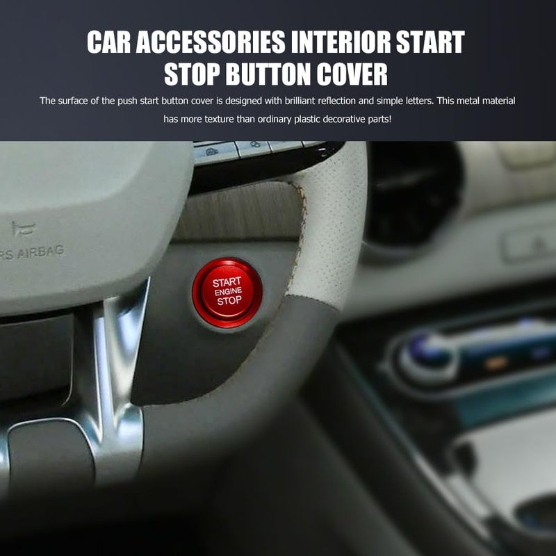 Lyxheth Car Push Start Button Cover, Engine Start Cover, Cool Aluminum Engines Starts Buttons Covers with Metal Ring for Cars Decorations, Car Engine Start Button Decal Accessory for Audi A4 (Red) - Image 3